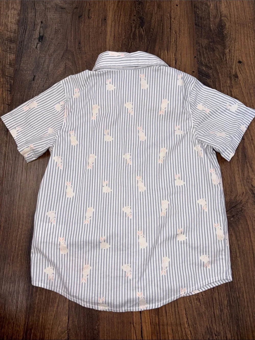 Old Navy Light Blue Striped Button-Down with Bunny Print and Bow Tie